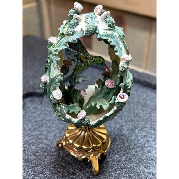 House Of Faberge Hummingbird Egg "Jewels In The Garden" W/Stand By Franklin Mint - Picture 5 of 11